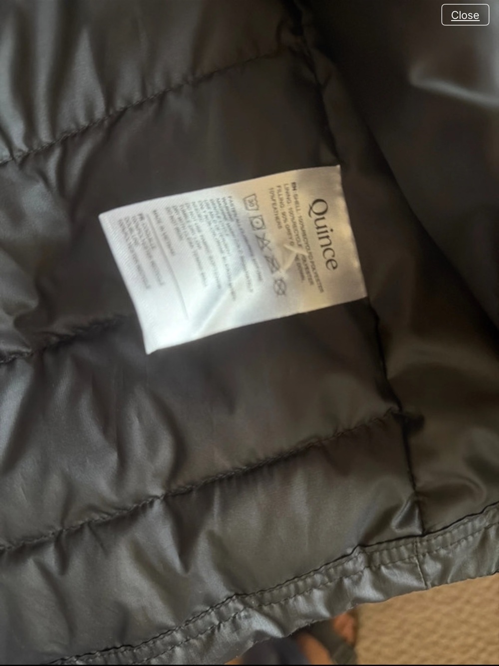 NWT Quince lightweight Quilted Puffer Vest in Black M 8 - 10 - Picture 4 of 5